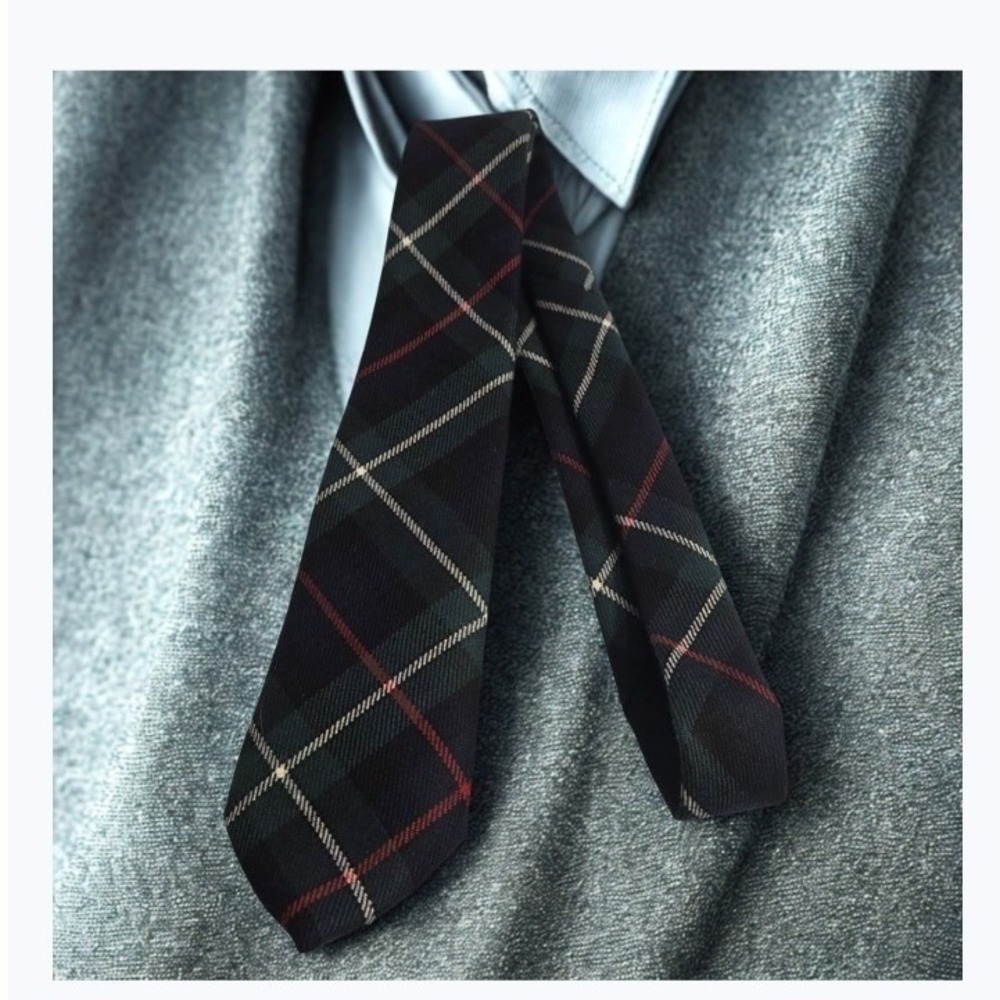 Lochcarron‎ Scotland Mens Wool Tartan Plaid Tie Navy Green Red White Woven UK